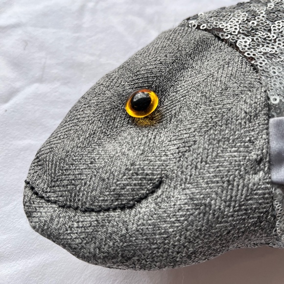 Handcrafted Silver Sequined Stuffed Fish Souvenir from Iceland | 15" - Picture 3 of 7